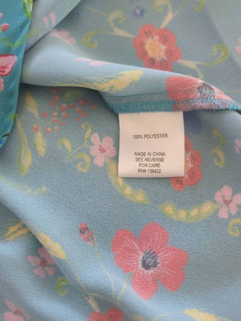 Modcloth Turquoise Floral Peter Pan Collar Blouse Cap Sleeves Size M - Picture 8 of 10